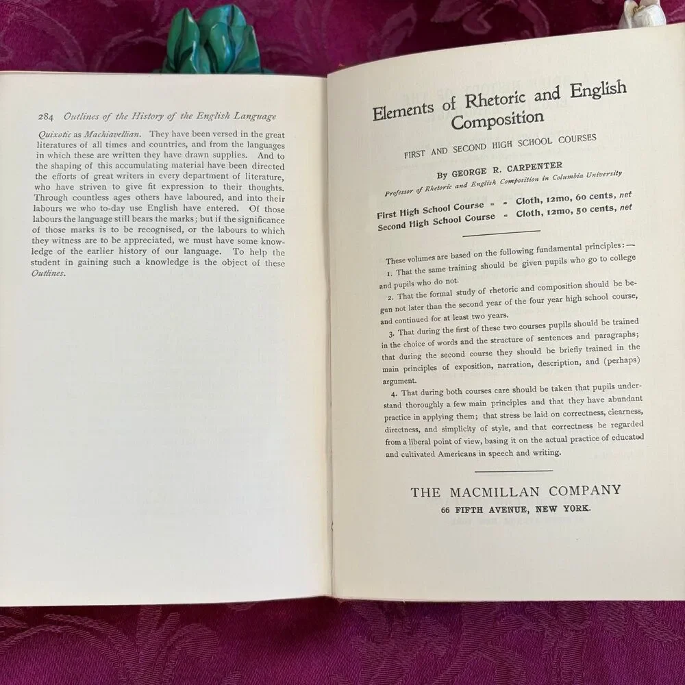 1900 Outlines of the History of the English Language, Antique School Book
